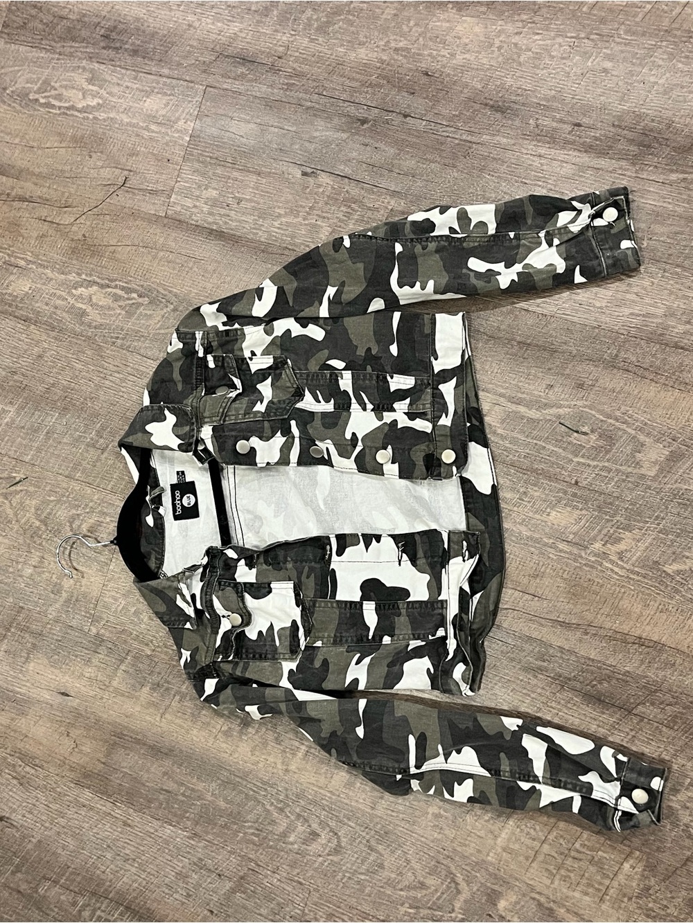 Camo Print Women’s Boohoo Jacket - Olive/Black/White